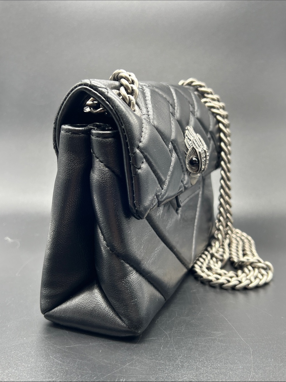 Kurt Geiger London Black Leather Kensington Mini Crossbody Eagle Head Chain Bag - Picture 8 of 12